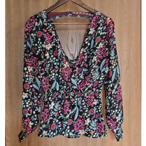 Gimmicks Floral Chiffon Peplum Top Blouse